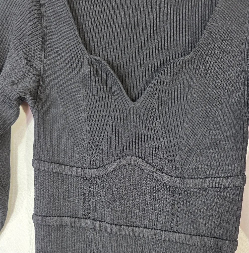 SELF-PORTRAIT Sweetheart-Neck Ribbed-Knit bodycon  Midi Dress - Picture 11 of 16
